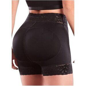 Black Butt Lift Shorts Mid-Compression  Silicone Lace Fajas Columbian Size S